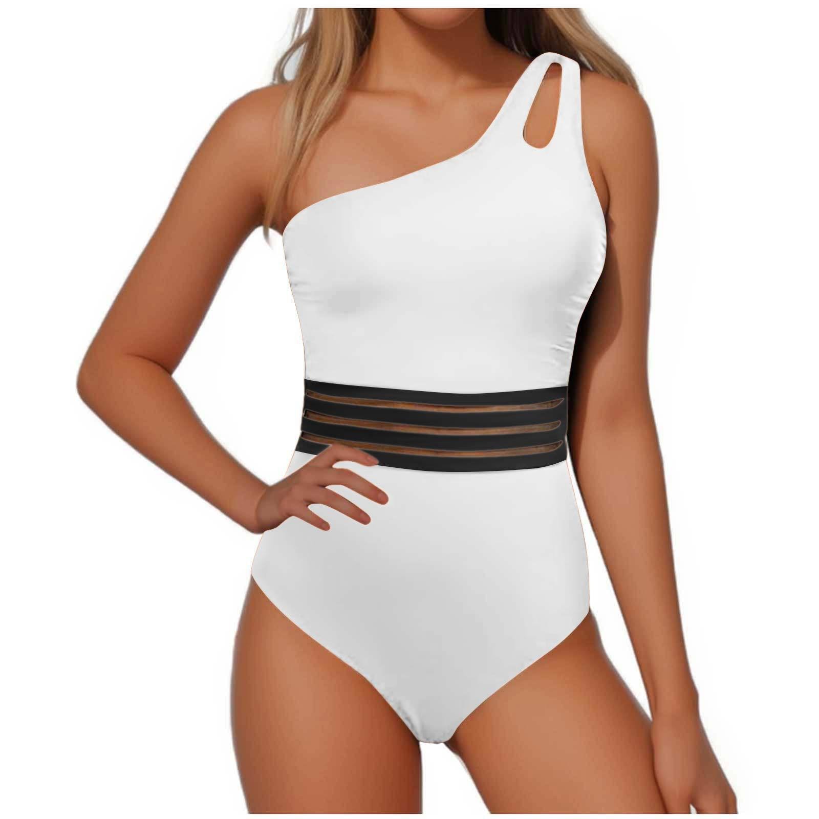 2023 AliExpress Amazon Bikini europeo y americano nuevo estilo con bordes voladores, cintura alta, cubriendo el vientre, adelgazamiento, traje de baño de una pieza, mujer image 17