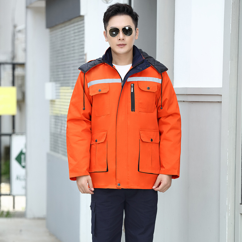 作業服 冬用 防汚 作業着 防寒綿服 取り外し可能なインナー付き メンズ 厚手 車間作業服 綿入り作業服|undefined