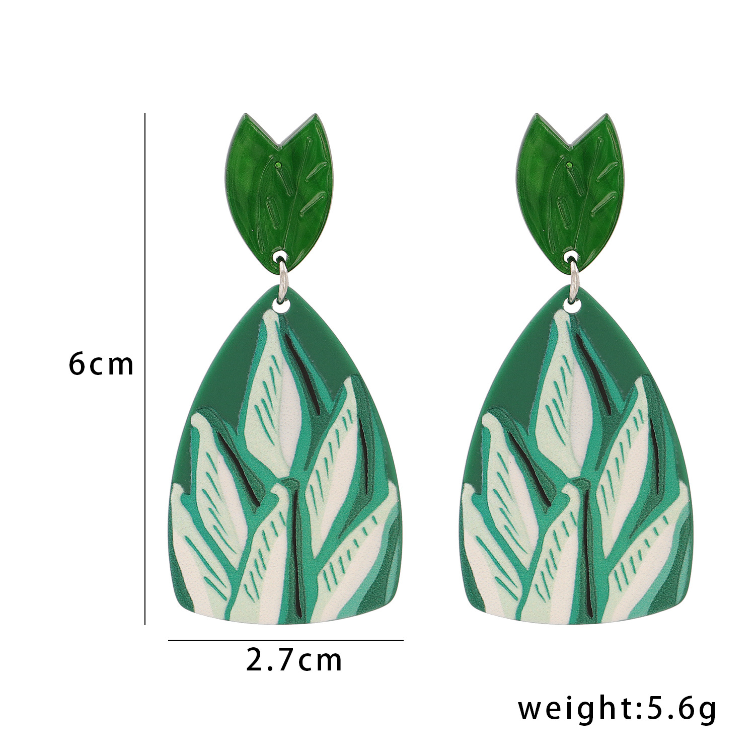 Acrylic Green Leaf Pendant Earrings display picture 1