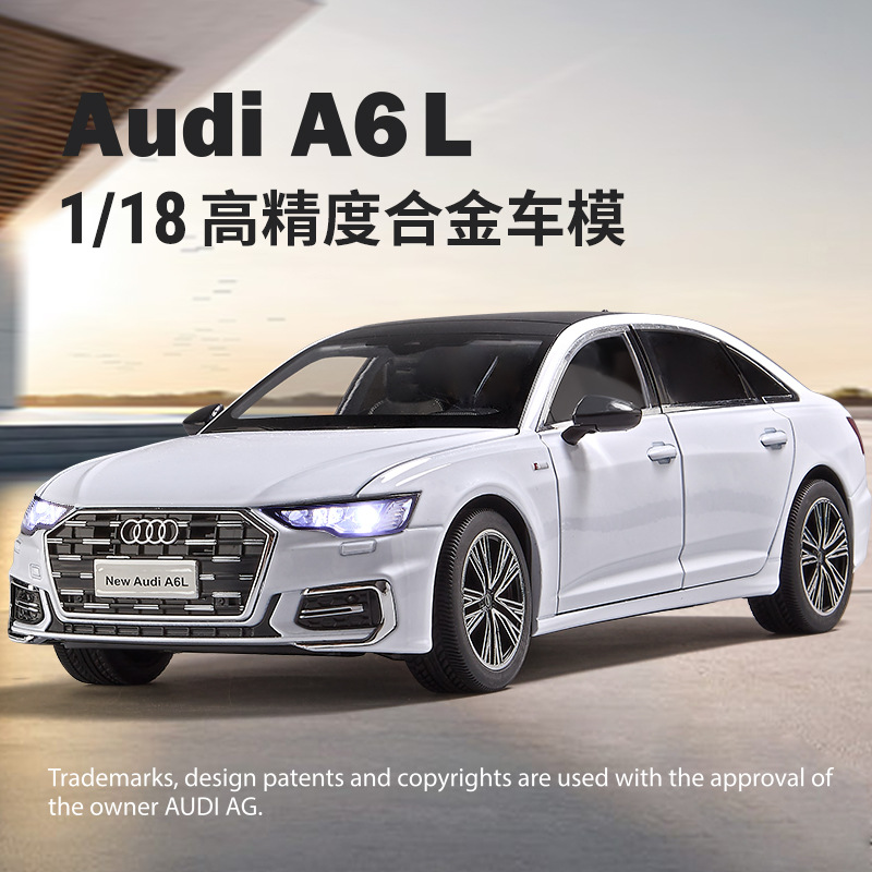 Genuino 1/18 Audi A6 modelo de aleación sonido y luz simulación coche mesa con adornos coche 4S tienda regalos exquisitos