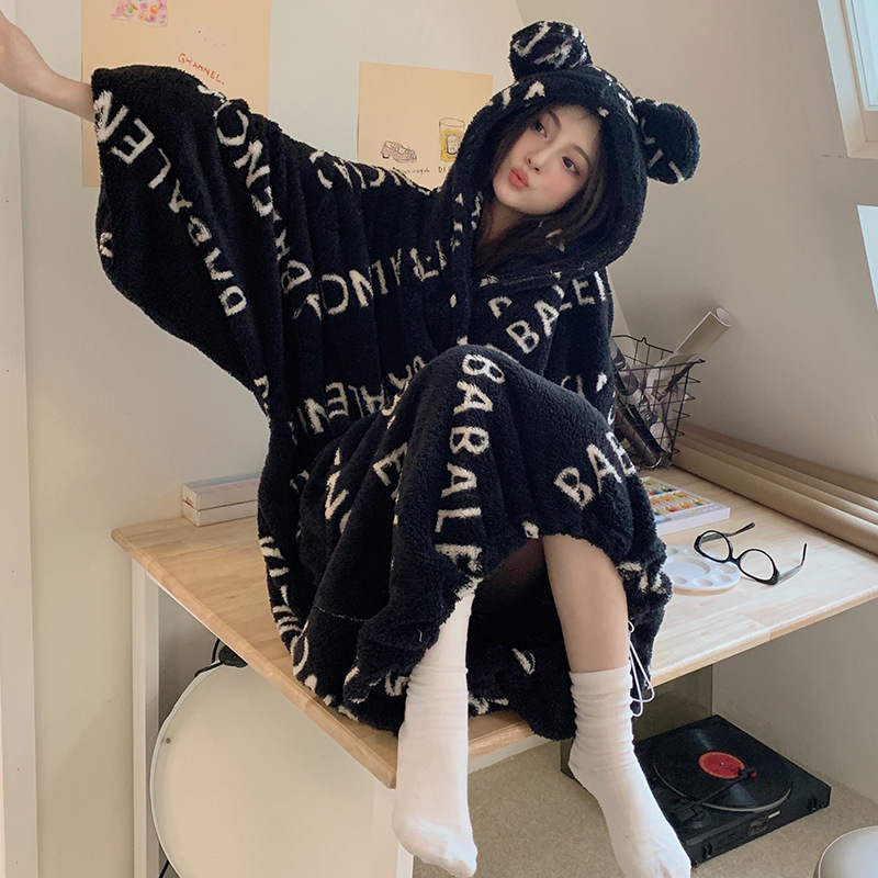 산호 플리스 나이트가운 200파운드 대형 뚱뚱한 MM 겨울 레오파드 프린트 롱 나이트가운 두꺼운 플리스 모닝 가운 느슨한 목욕가운