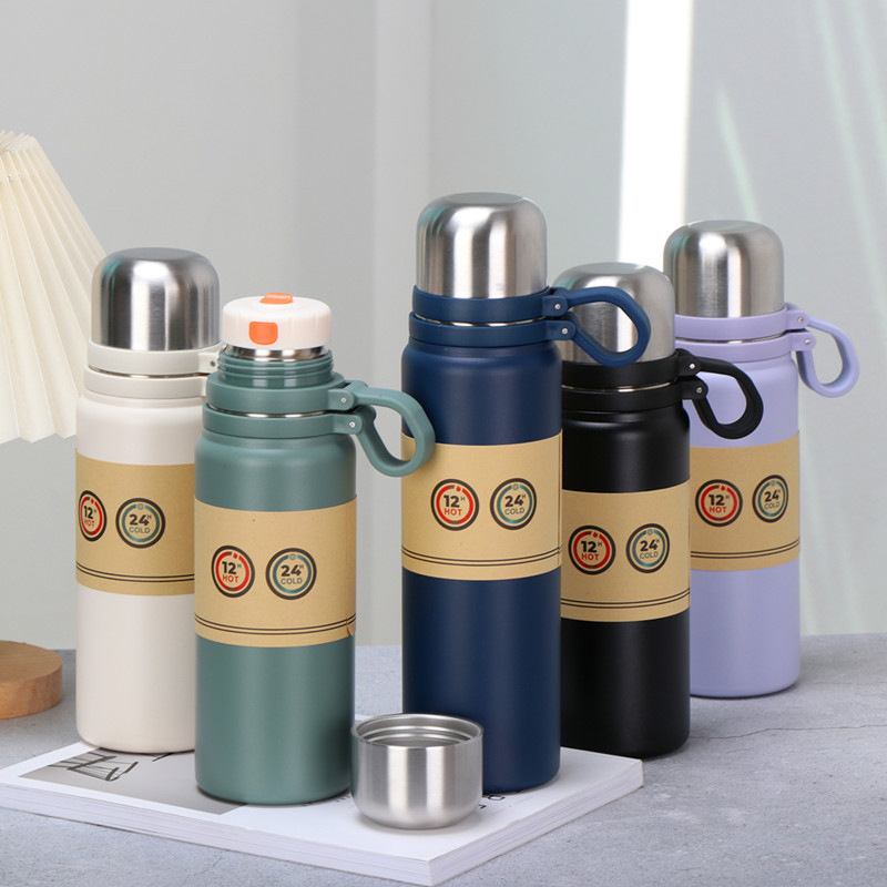 Taza de aislamiento térmico de gran capacidad para hombres y mujeres taza de agua deportiva cubierta de acero hervidor de agua al aire libre taza de acero inoxidable portátil comercio exterior transfronterizo