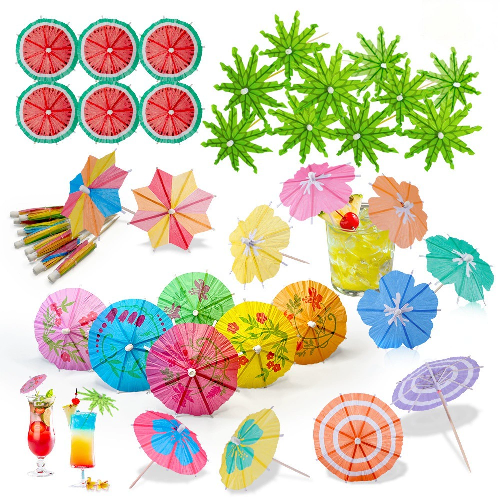 Одноразовый зонтик гавайский коктейль кокосовый зонтик бумажный маленький зонтик украшение зонтик арбузный зонтик орнамент ананас