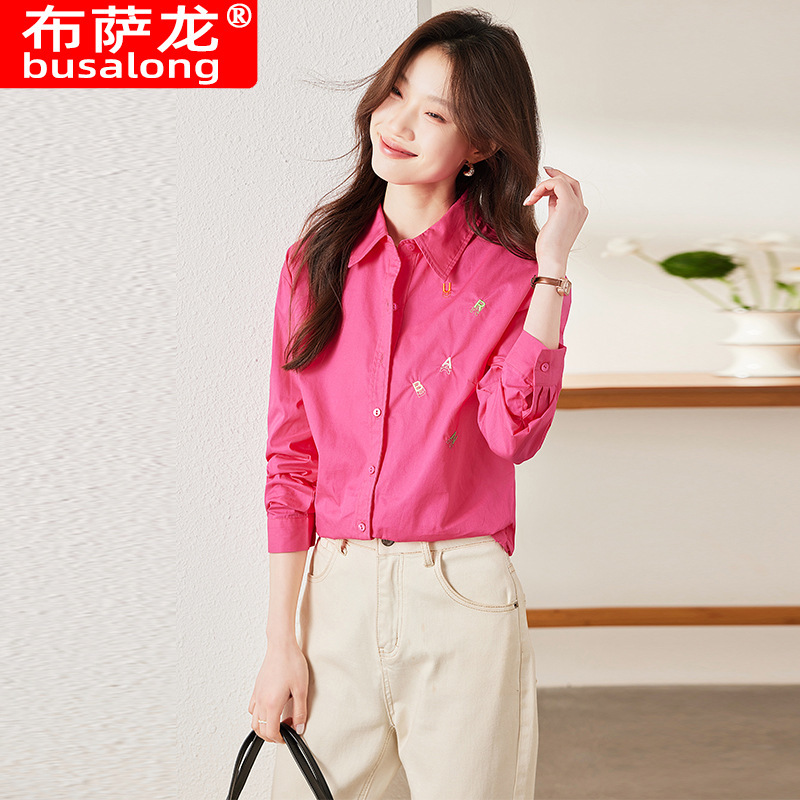 2025 new long-sleeved shirt women's inch shirt professional slim work clothes plus size formal Q9941