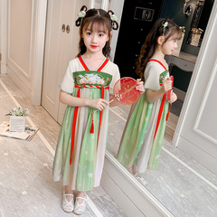 Summer Girls Traditional Hanfu Retro Colorful Child Performance Dress New Flower Children's Cheongsam Ethnic Style Tangzhuang
