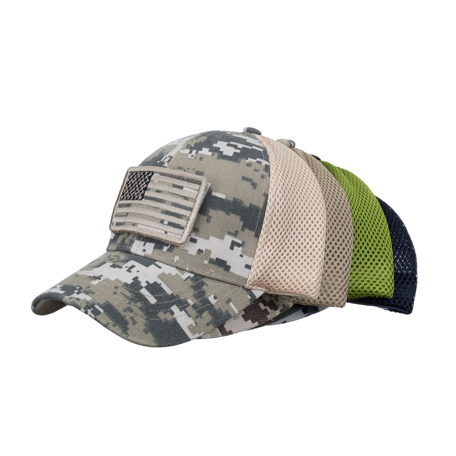 New Hat, American Flag Camouflage Sticker, Embroidered Baseball Cap, Net Cap, Men's Cap, Duck Tongue Cap, Cross-border B688_voghion.com