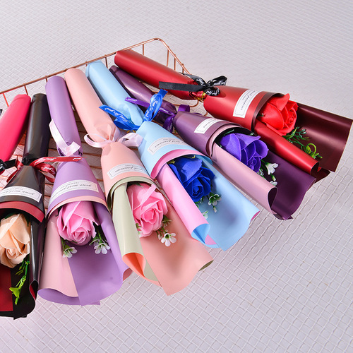Qixi gift soap flower single rose small bouquet artificial carnation valentine's day soap flower teacher's day gift 