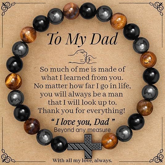 Father's Day Bracelet Obsidian Hematite Tiger Eye Stone Triple Protection Bracelet Double Row Hand-Woven Bracelet Father's Day Bracelet Obsidian Hematite Tiger Eye Stone Triple Protection Bracelet Double Row Hand-Woven Bracelet