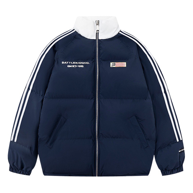 Marca de moda Nacional Americana retro rayas de la bandera de la raya abrigo de algodón acolchado de los hombres y de las mujeres de invierno abrigo de pan engrosada suelta