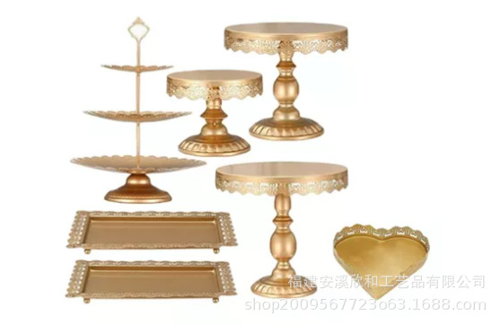 Creativo estilo europeo oro hueco estante de pastel de boda props mesa de postres decoración de postres tienda de postres refrigerio combinación de estante de pastel