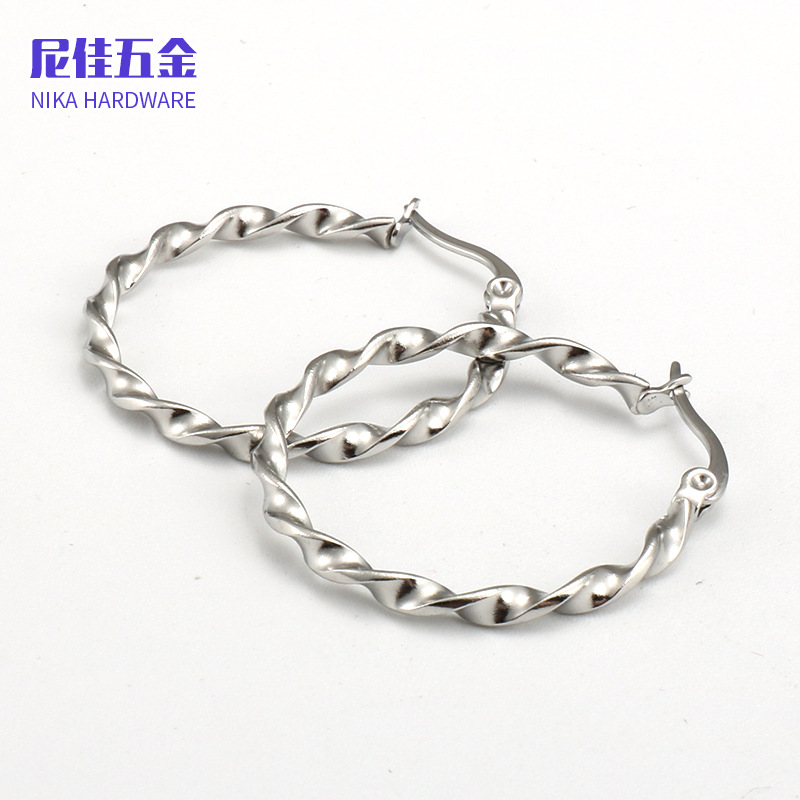 Pendientes grandes de aro torcido, acero de titanio, estilo ins coreano, no se desvanecen