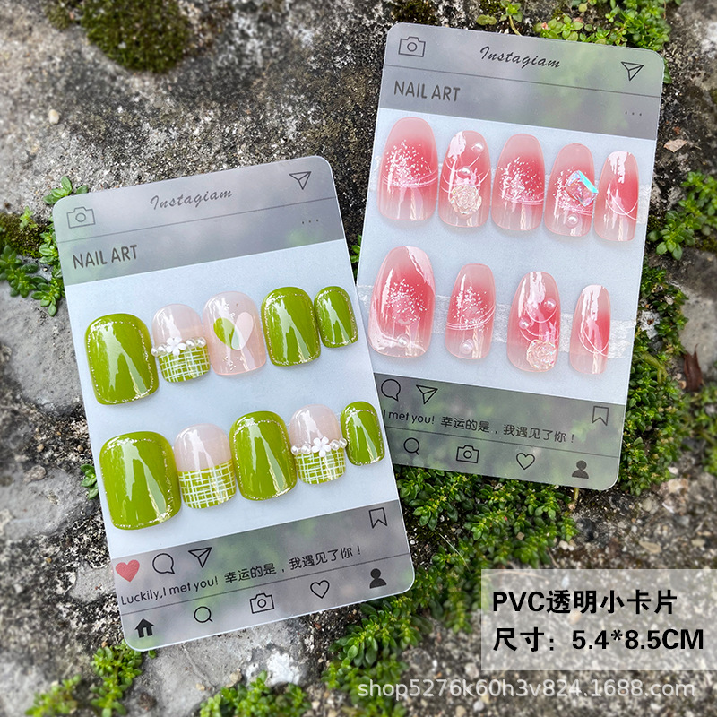 小卡片PVC透明背景卡防水撕不烂穿戴甲美甲展示卡样板作品可印