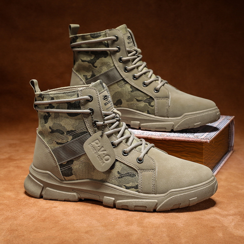 48 tamaño grande transfronterizo primavera y otoño camuflaje herramientas de moda juvenil zapatos de lona de alto nivel botas de desierto botas cortas botas Martin zapatos para hombre