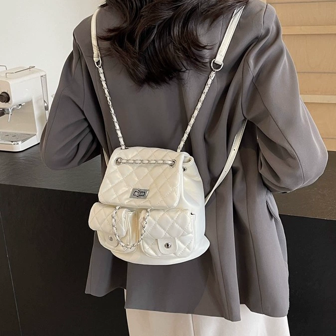 Backpack, capacious one-shoulder bag, summer bag strap, Chanel style, high-end