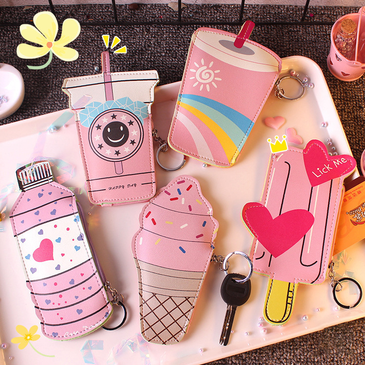 37g Weight Zipper Closure Type Coin Purse Bags Type Women's Ice Cream Pu Leather Zipper Coin Purses