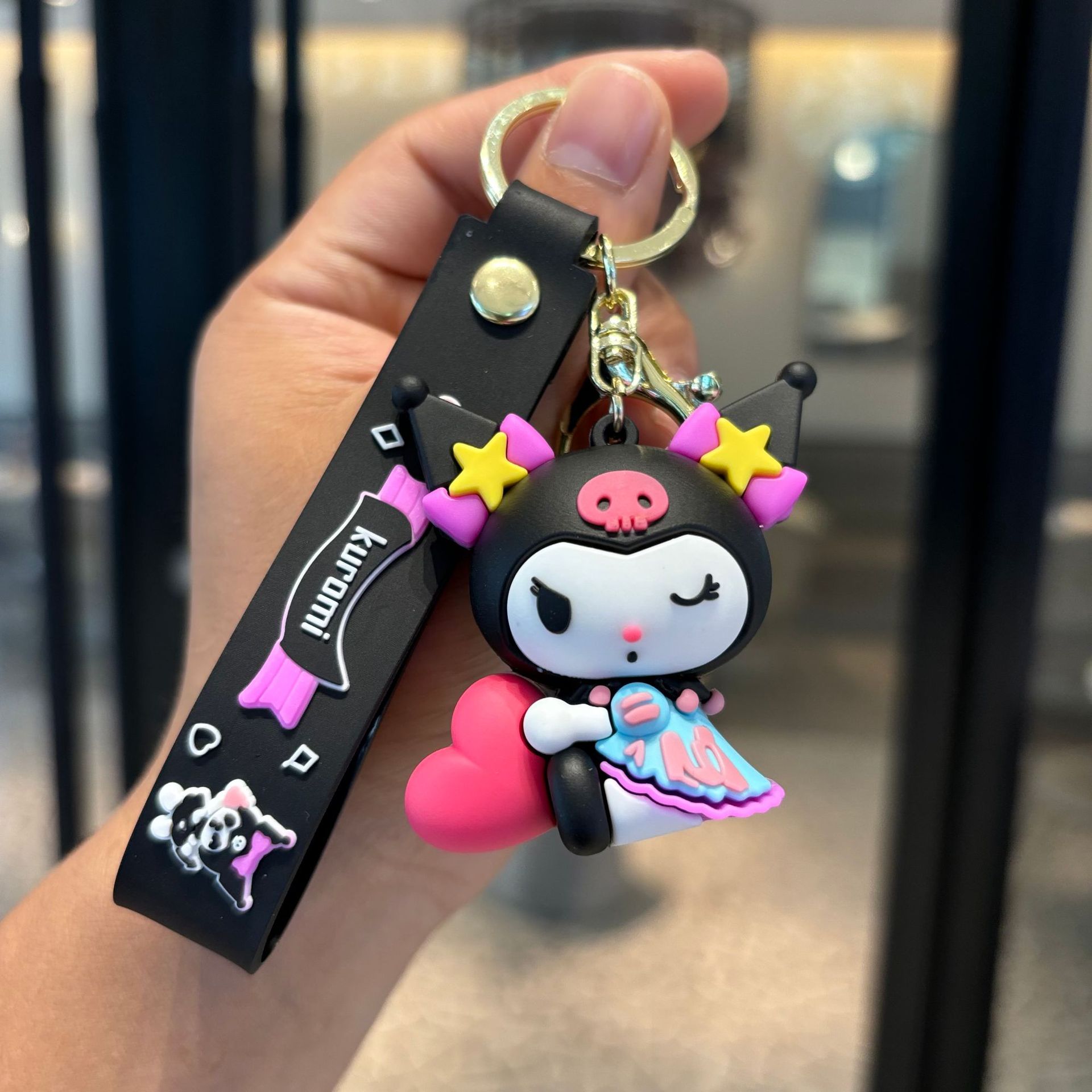 Sanlio colgante de llaver pareja encantadora Kuolomi muñeca llaverera para niños pequeños regalos llaverera