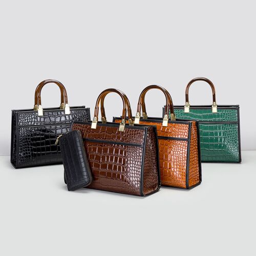 Cross-border women's bags  new multi-piece set contrasting color women's bag single shoulder crossbody handheld women's bag stone pattern mother-in-law bag for women