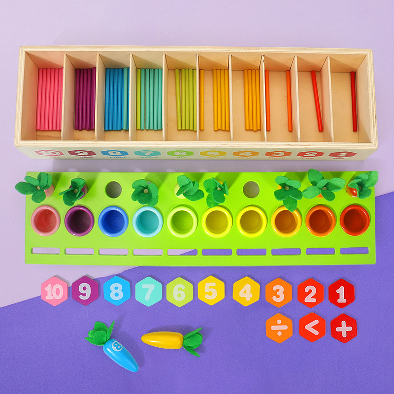 Ayudas de enseñanza Montessori rábano contando palo coincidencia de color Caja de Inteligencia multifuncional kindergarten educación temprana juguetes educativos para niños image 4