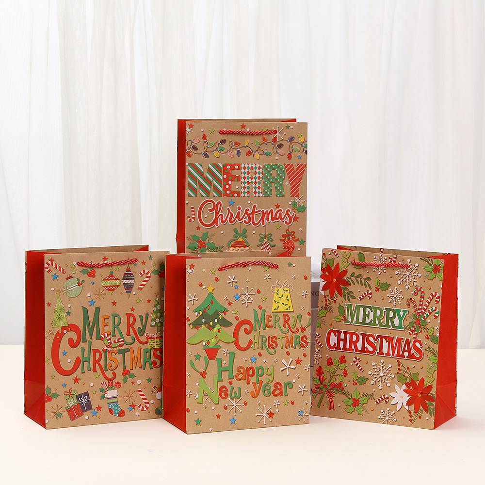 派对礼物礼品袋圣诞节印花手提袋白卡纸袋批发简约购物袋批发