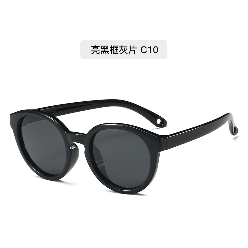 Modische weiche Silikon-Babysonnenbrillen 0-3 Jahre Kinder runde Sonnenbrille UV-Schutz Premium polarisiert hochauflösend