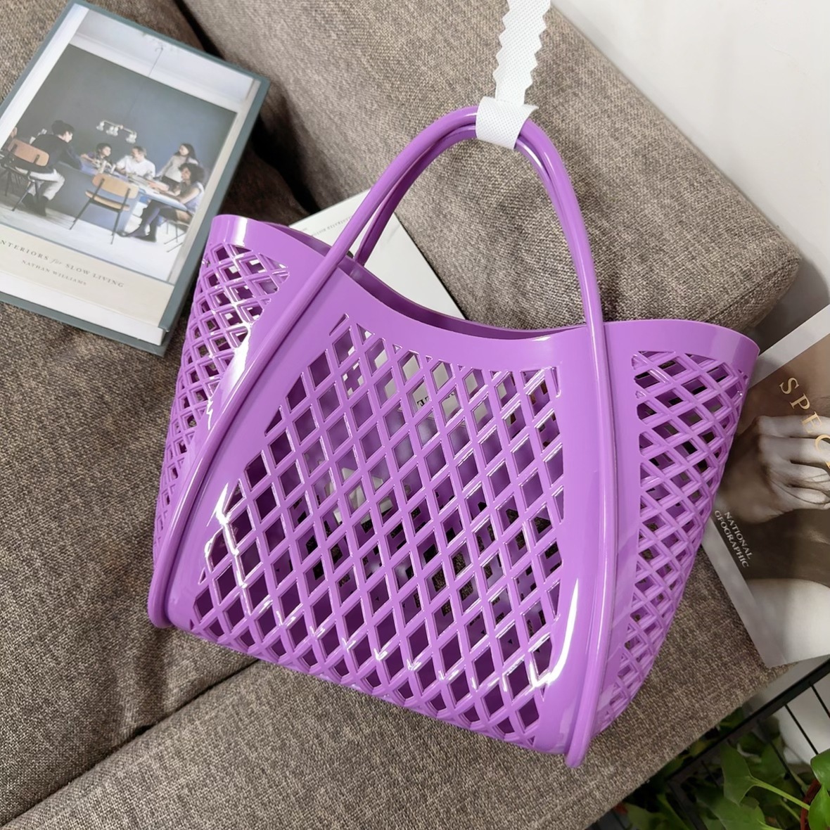Jelly bag, handbag, silicone hollowed-out vegetable basket bag, picnic bag, shopping basket, PVC beach bag, washbasin basket, bath undefined