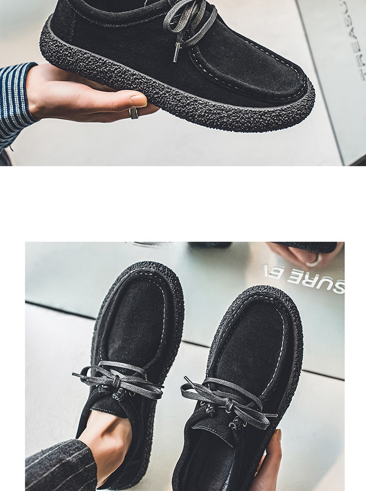 Geschliffenes Leder Herrenmode Schuhe weiche Sohlen Freizeitschuhe Herren Slip-On Bean Schuhe Männer_voghion.com