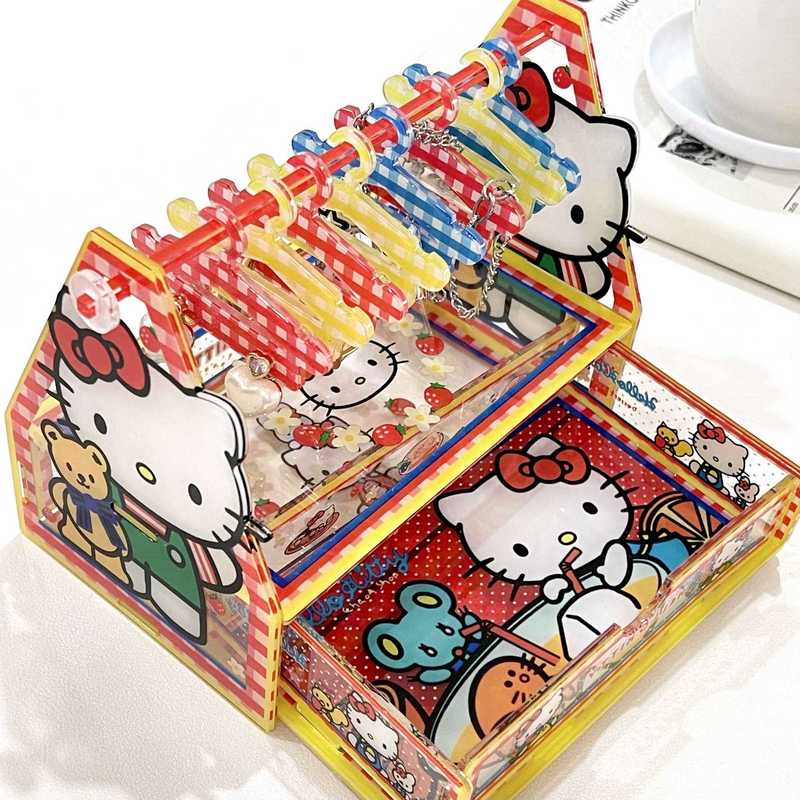 小红书同款hellokitty亚克力收纳盒kt猫首饰盒卡通桌面装饰摆件盒|undefined