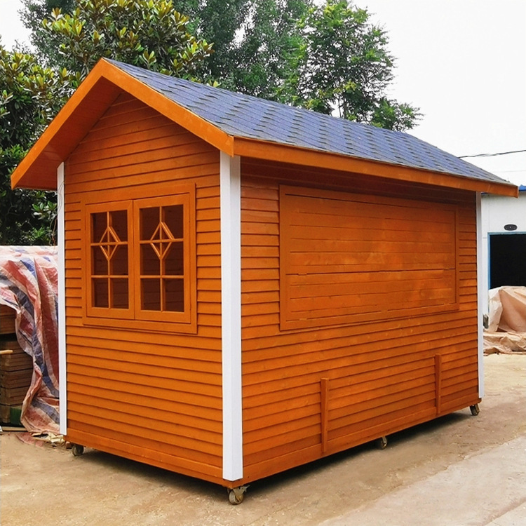 Outdoor scenic antique kiosk shopping mall mobile snack car anticorrosive wood ticket house park vending kiosk log cabin