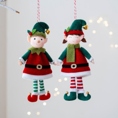 クロスボーダー新製品クリスマス装飾かわいいエルフカップル人形人形吊り下げ帽子吊り鐘エルフ