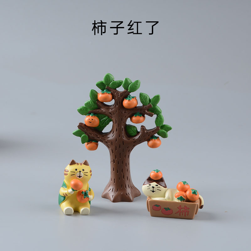 ZAKKA 식료품 고양이 감 나무 장면 수지 장식품 가정 장식 학생 선물 창조적 인 공예품