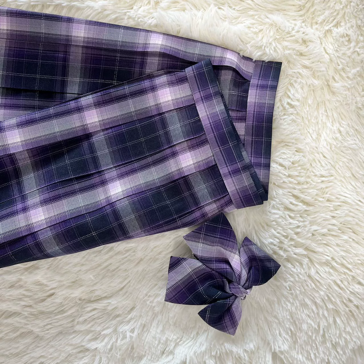 Фиолетовая юбка в клетку в стиле JK, весенняя школьная форма, юбка с высокой талией для студентов, в стиле преппи, вдохновленная дизайном Chanel.