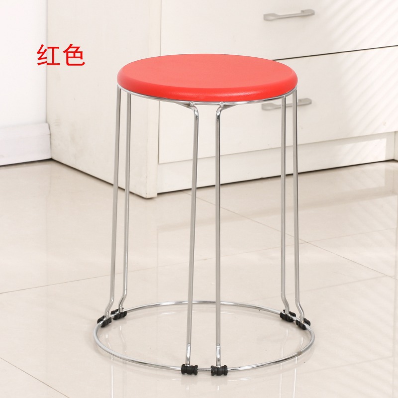 Taburetes redondos de madera sólida taburetes de acero inoxidable taburetes caseros apilables taburetes de hierro forjado dormitorio taburetes de comedor para adultos