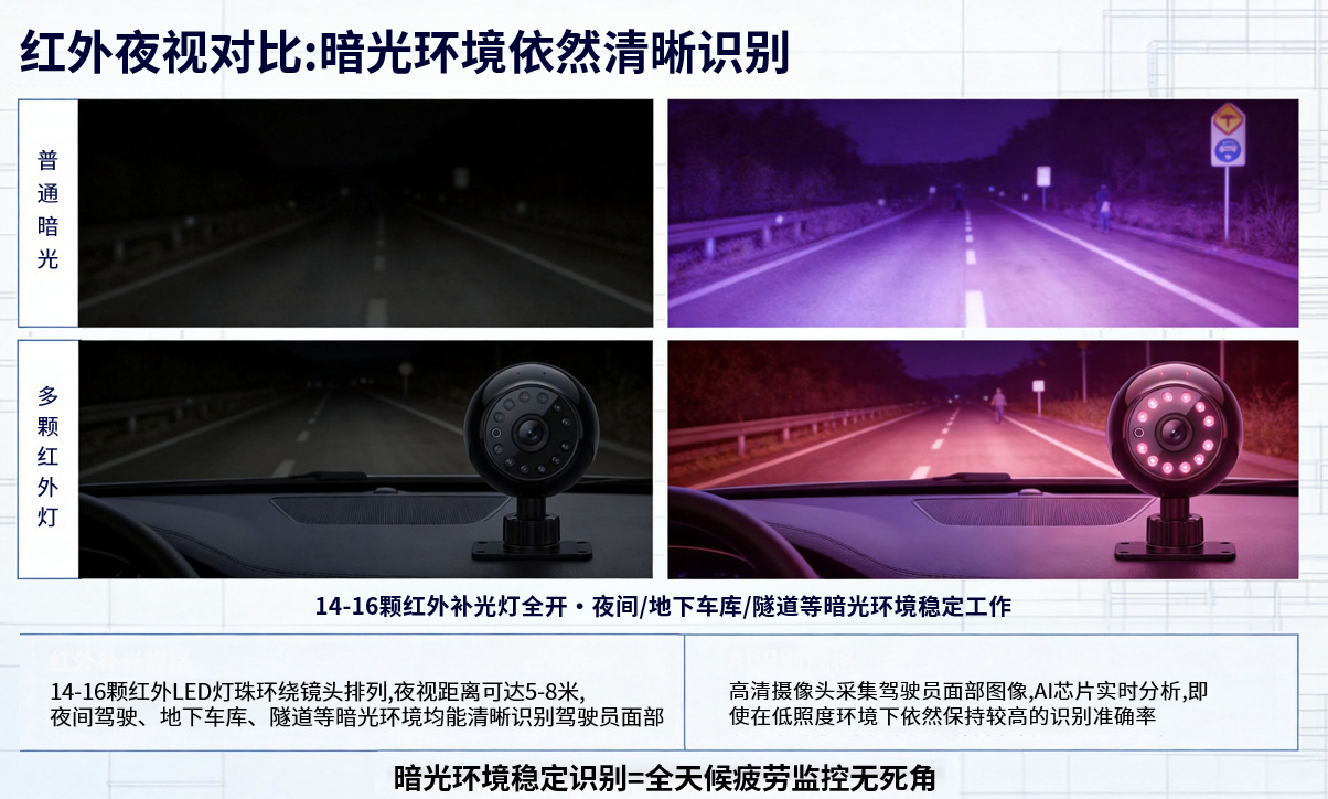 Fatigue Driving Warning Device, Truck Anti-Fatigue High-Definition Infrared Night Vision Driver Fatigue Monitoring Vehicle Camera