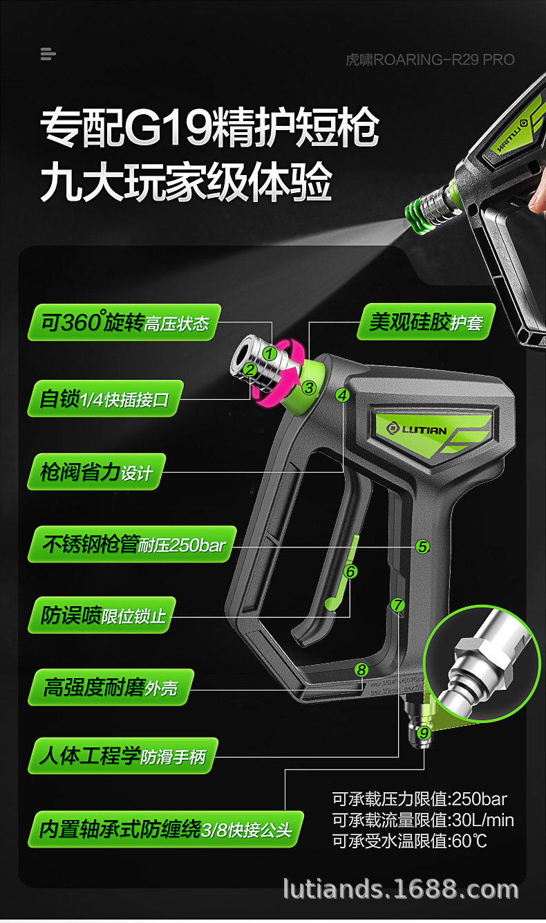 Greenfield Car Washing Machine Commercial Car Wash Shop High-power Ultra-high Pressure Cleaning Machine 220v Water Gun Pump Car Brush Artifact Huxiao