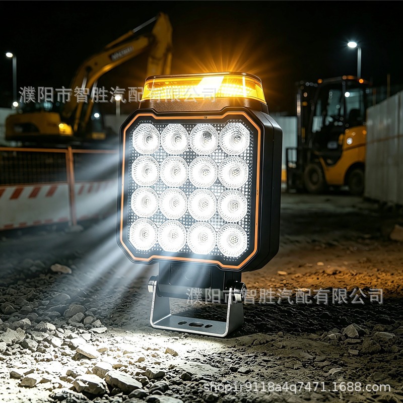 New model of flashing warning light, square light guide type, car and truck side light, LED dual-color work light