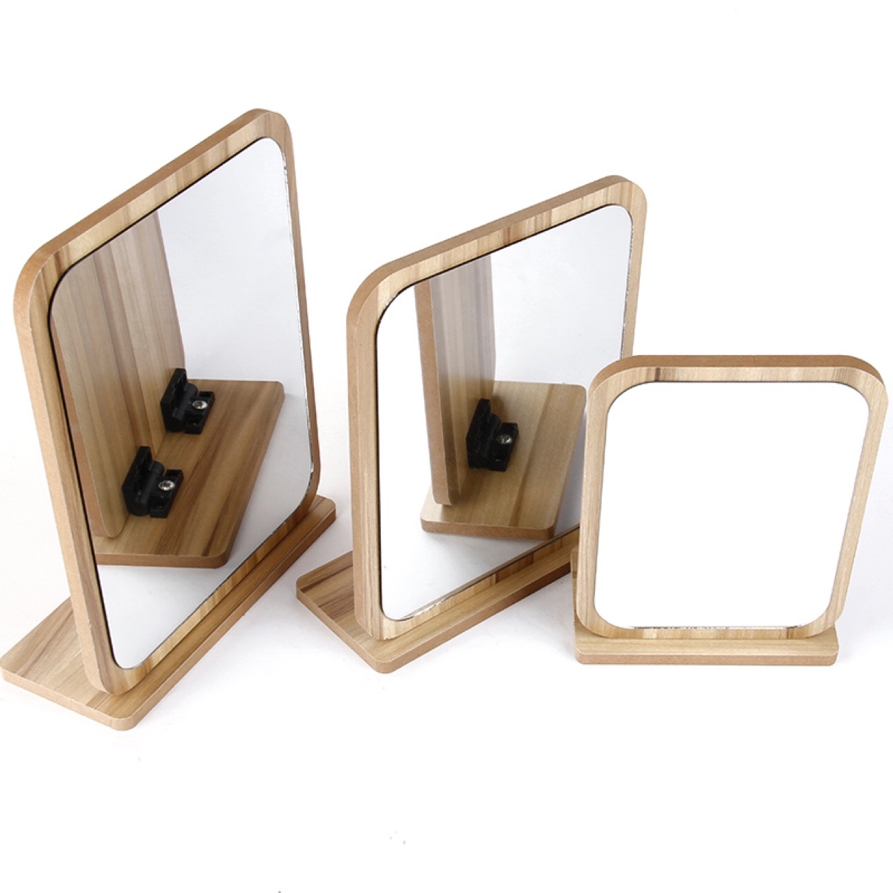 Fabricante de maquillaje de escritorio de madera personalizado dormitorio de escritorio de mujeres espejo portátil de estudiantes espejo plegable HD image 4