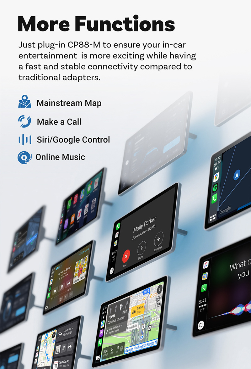 Cross-Border New Product Metal Mirror Carplay Adapter Carplayandroip Auto Two-In-One Adapter