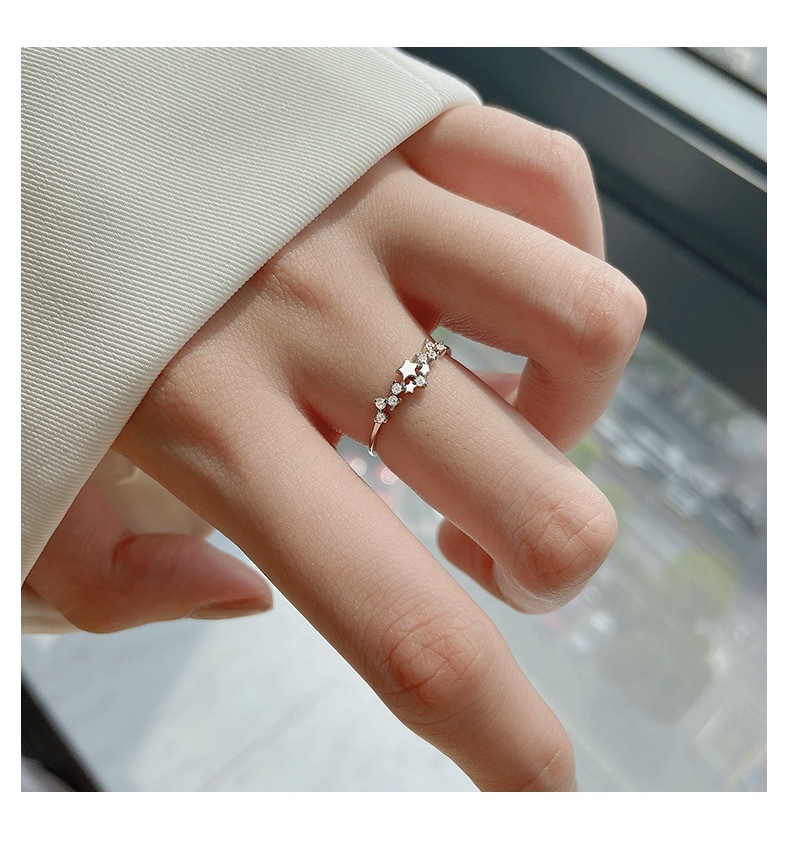4g Weight Zircon Inlay Material Rings Classification 925 Sterling Silver Zircon Star Rings
