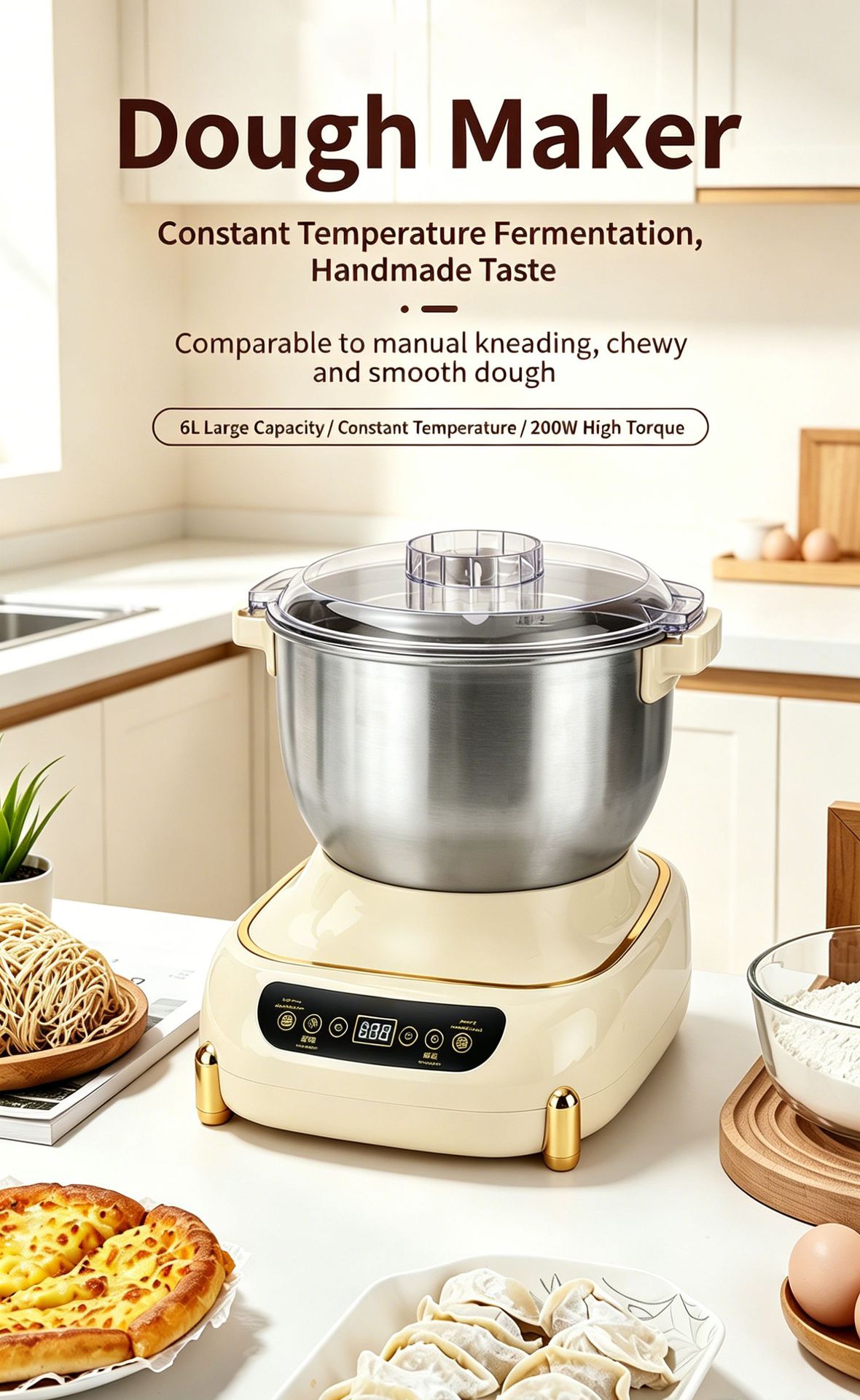 Cross-border Exclusive Dough Mixer Multifunctional Kitchen Machine One-key Dough Mixing Whipping Mixing Home Baking Kneading Machine