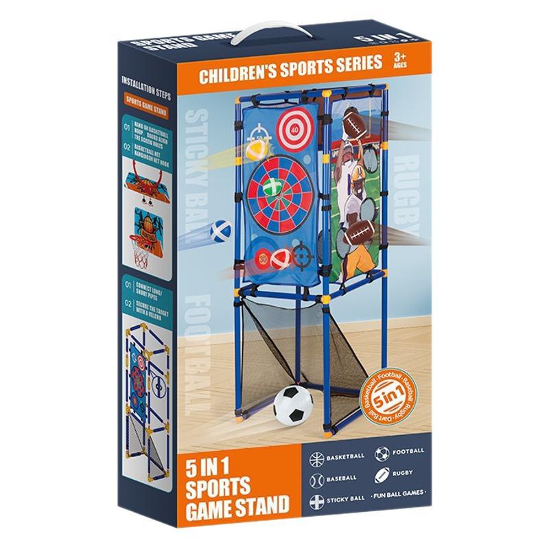 Transfronterizo 5 - en - 1 rack multifuncional de lanzamiento de bolas para niños indoor y al aire libre rack de lanzamiento móvil juego de juguetes