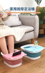 A new folding foot massage basin with a cute cat design, silicone lid, deep bucket, and constant temperature foot bath tub