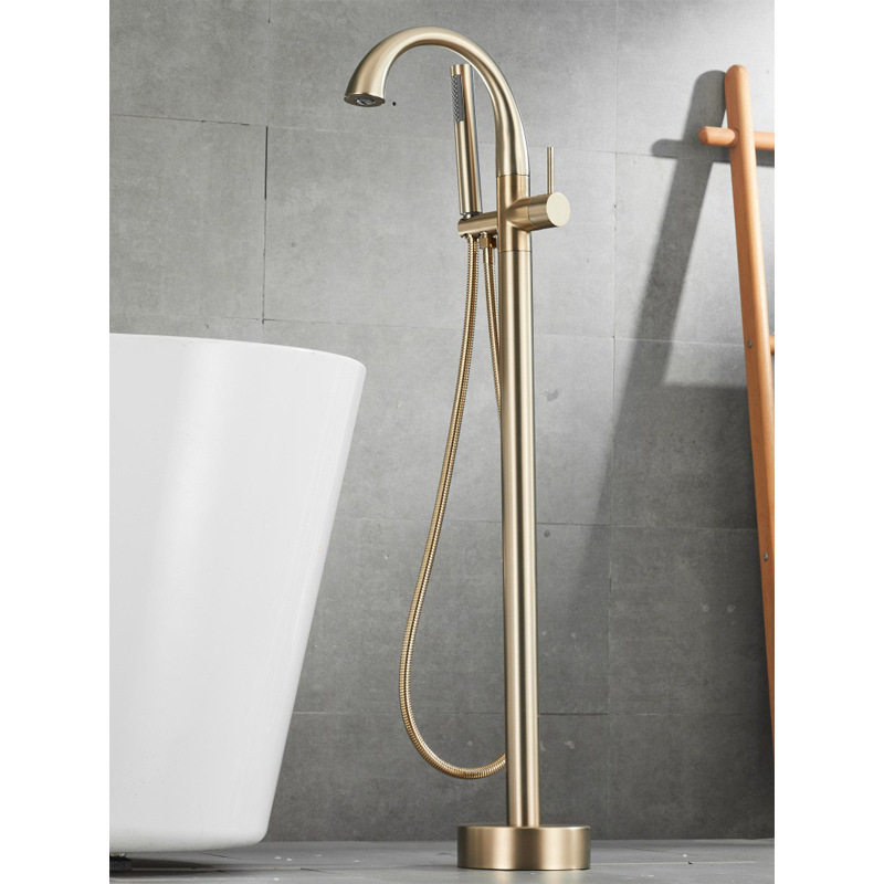 Single handle double control pedestal basin floor type wooden barrel faucet shower vertical bathtub shower chrome black brushed gold