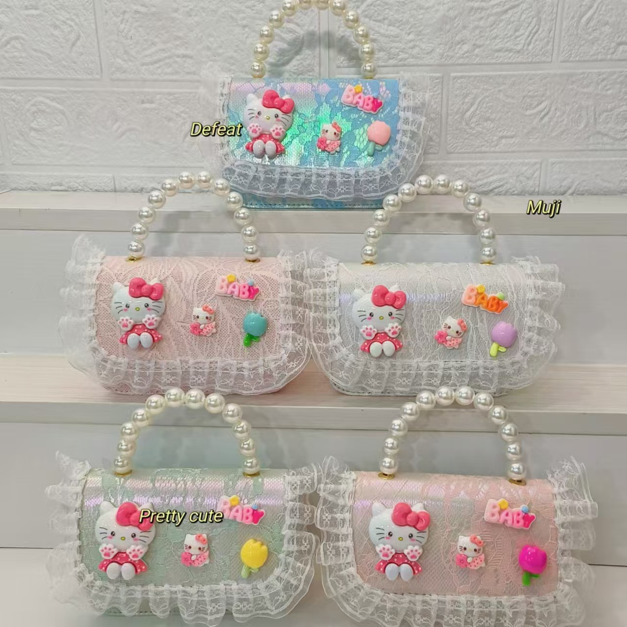 Cartoon KT feline bolso bolso de perla bolso de hombro mochila bolso de cambio bolso de cadena bolso pequeño bolso cuadrado bolso para niños