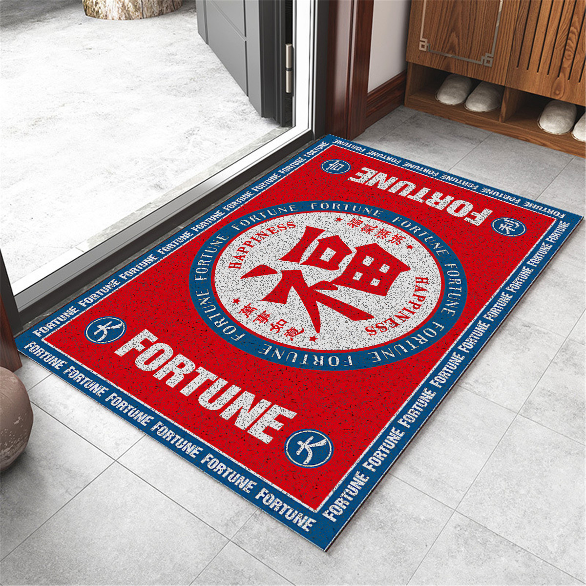 Nacional de moda anillo de seda puerta Mat Puerta de bienvenida PVC impermeable antideslizante pie estera raspado barro frotando suelo se puede cortar