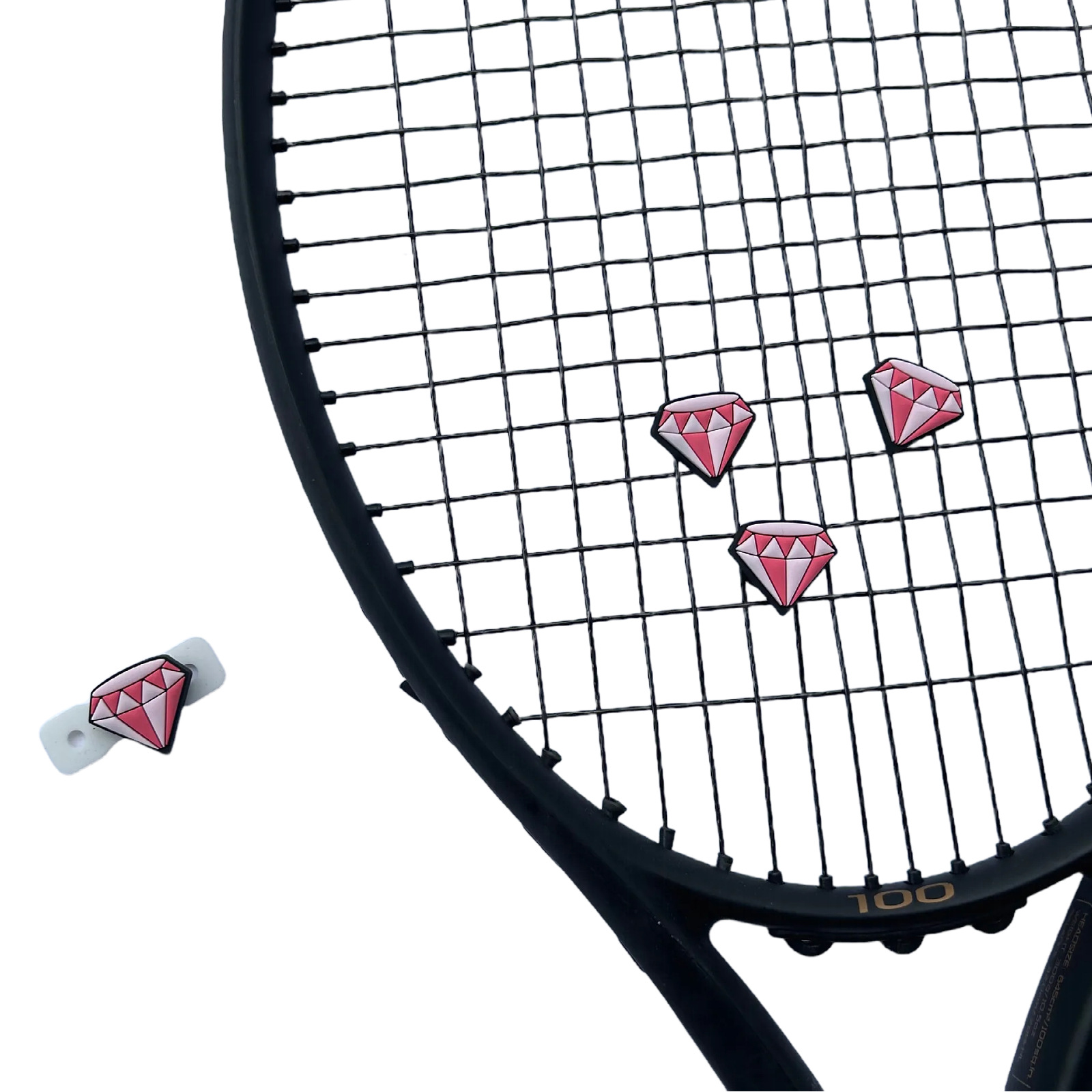 Cross-Border Spot Buckle Diamond Racket Shock-Absorbing Fun Slogan Tennis Racket Silicone Shock Absorber