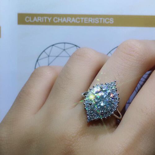 Live broadcast 3 carat large particle imitation American imported D color moissanite set ring pendant set for women