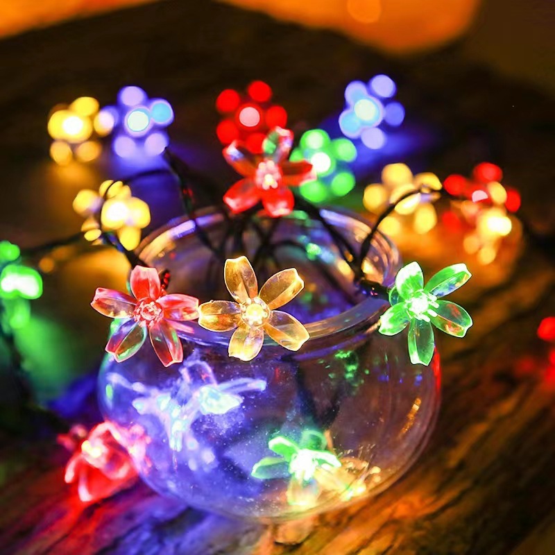 Luz solar de cerezo al aire libre impermeable decoración de jardín luz de atmósfera jardín diseño de balcón lámpara parpadeante LED lámpara de color