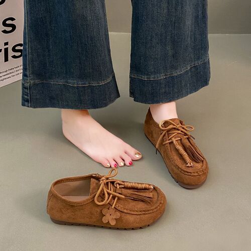Bergen Shoes Autumn New Retro Outer Wear Slip-On Vacation Casual Lightweight Outdoor Single Shoes Camel