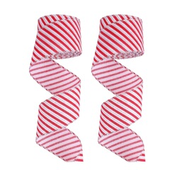 2つのクリスマスの赤と白の格子のリボンのDIYの包装の贈り物は蝶結びのクリスマスのシーンの装飾用品を作ります。