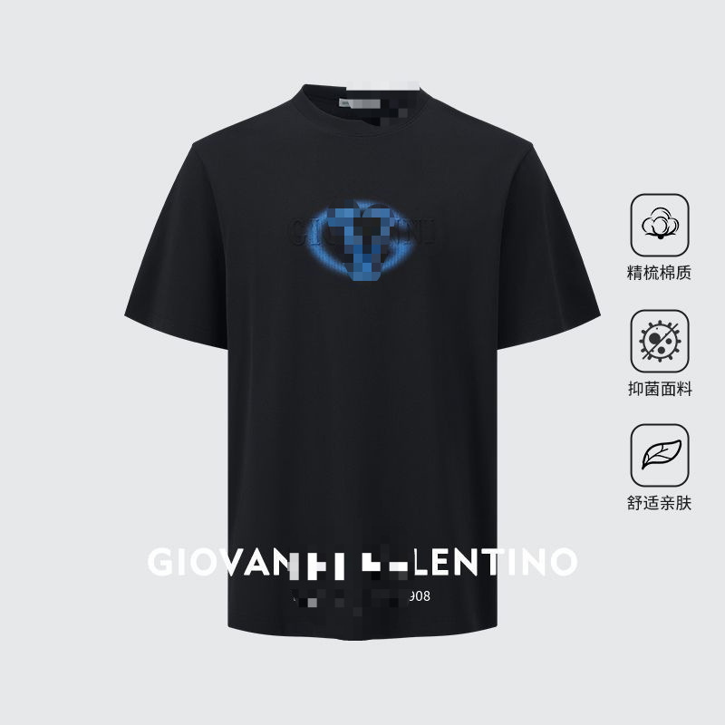 Zhuofanni Valentino Short-Sleeved T-Shirt Men's Summer Round Neck Casual T-Shirt Top Black Titanium White Wholesale